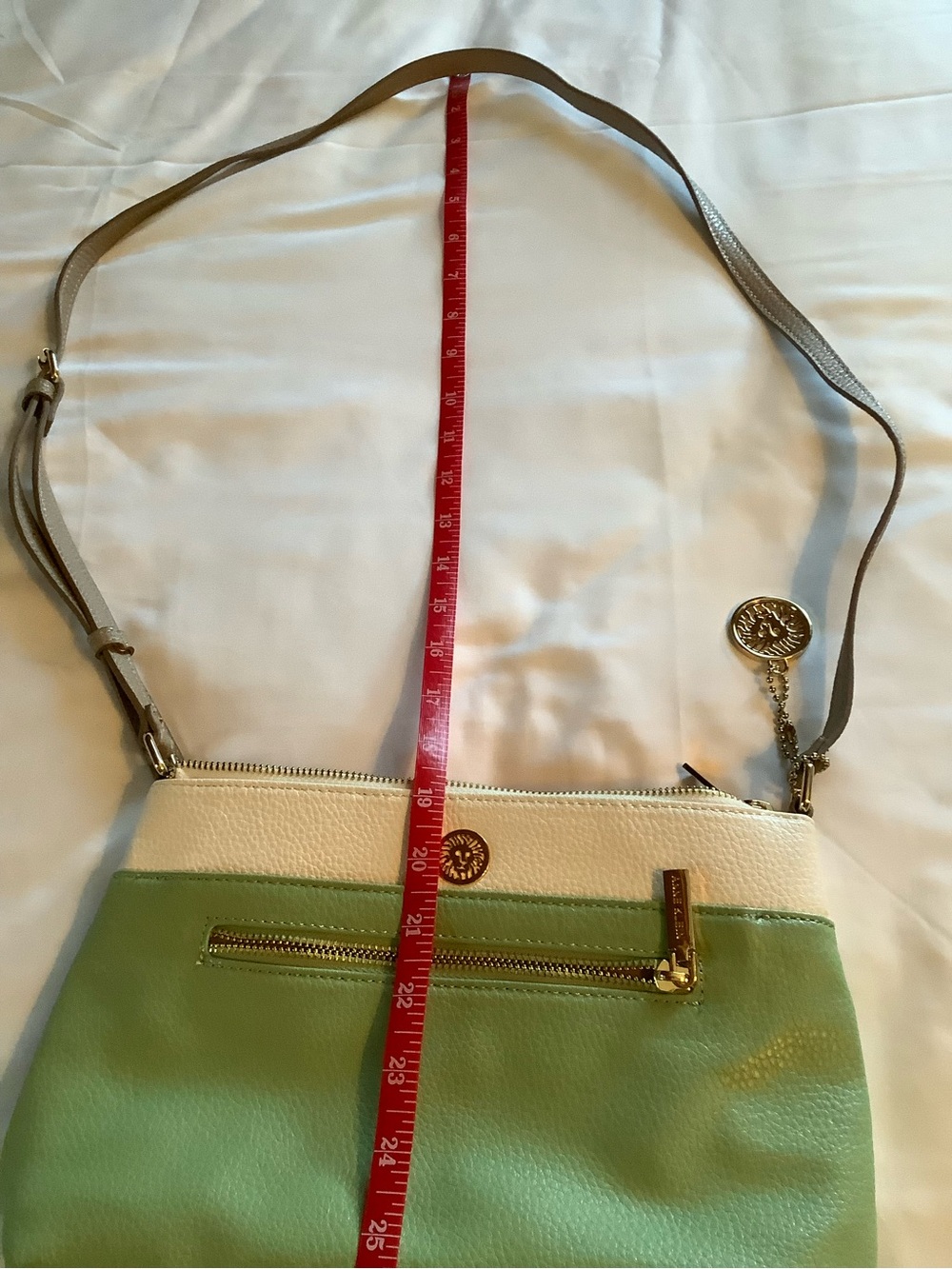 Anne Klein Green and Cream Two-Tone Crossbody with Gold Accents - Picture 8 of 9